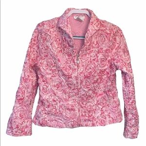 Great Cavalier by St Paul zip front jacket vivid pink swirl/floral print Sz S